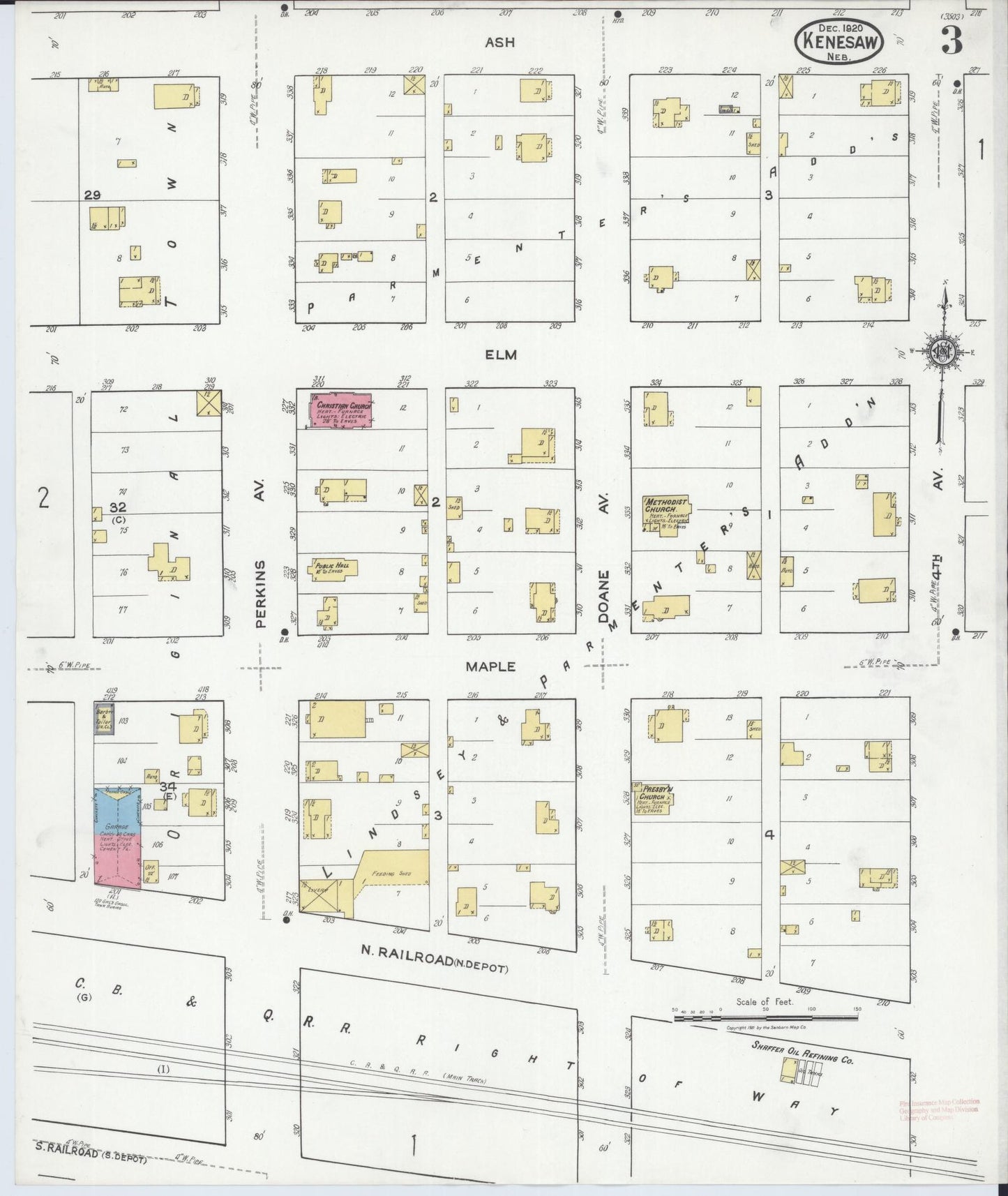 Sanborn Fire Insurance Map from Kenesaw, Adams County, Nebraska (1920), Sheet #0003 - Complete Map Set gallery image, historic Sanborn map, vintage wall art, Nebraska Nebraska