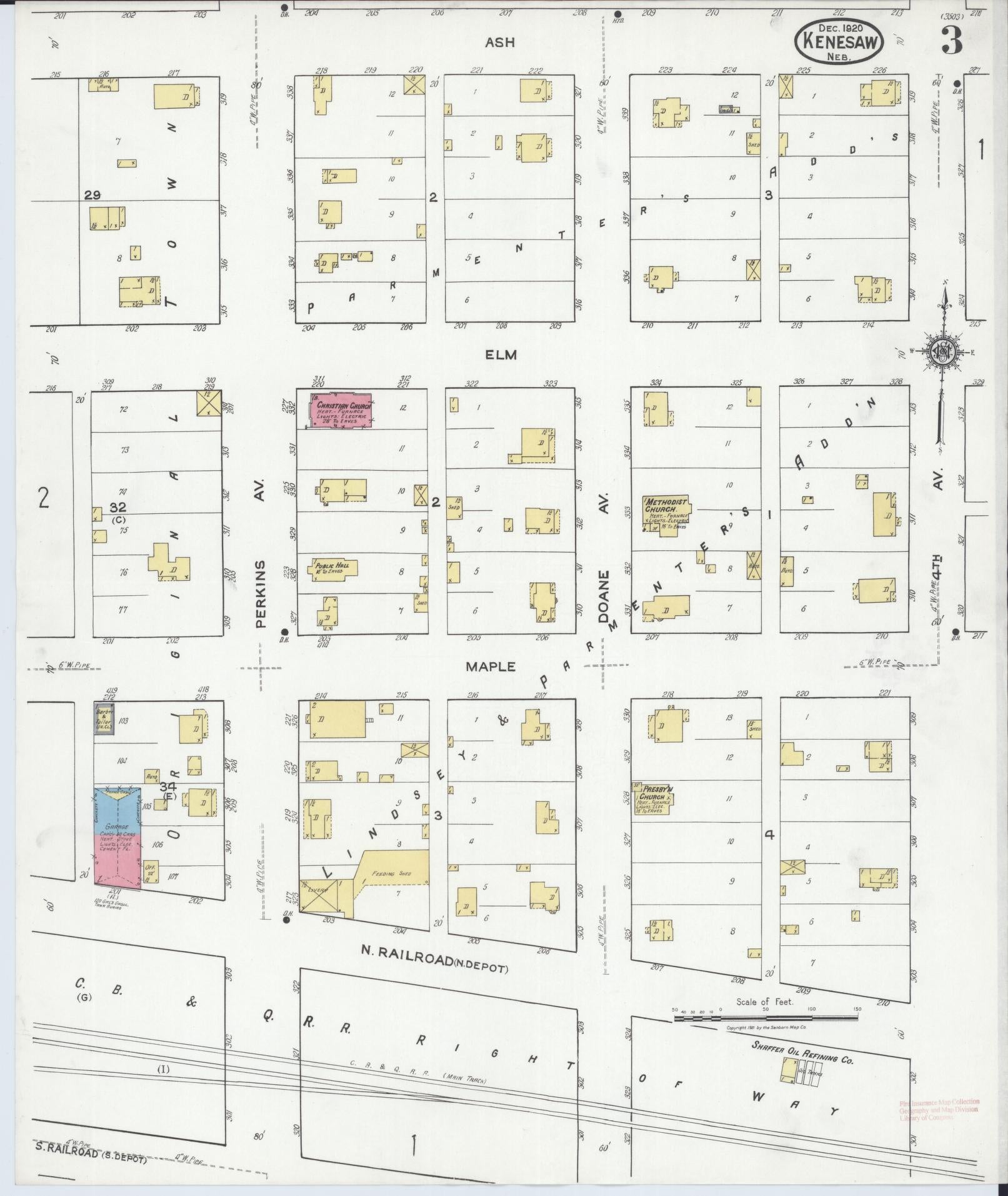 Sanborn Fire Insurance Map from Kenesaw, Adams County, Nebraska (1920), Sheet #0003 - Complete Map Set gallery image, historic Sanborn map, vintage wall art, Nebraska Nebraska