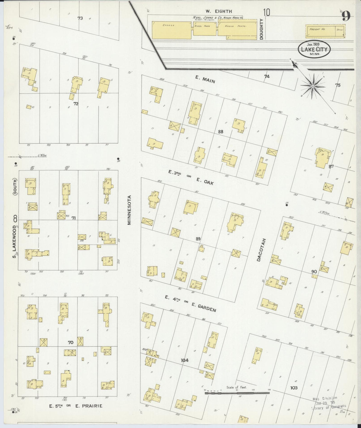 Sanborn Fire Insurance Map from Lake City, Wabasha County, Minnesota (1909), Sheet #0009 - Historic Sanborn Fire Insurance Map Print, vintage old map wall art, antique decor, genealogy gift, Minnesota Minnesota map