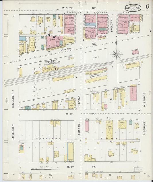 Sanborn Fire Insurance Map from Abilene, Dickinson County, Kansas (1892), Sheet #0006 - Historic Sanborn Fire Insurance Map Print, vintage old map wall art, antique decor, genealogy gift, Kansas Kansas map