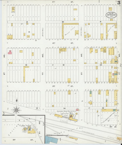 Sanborn Fire Insurance Map from Stroud, Lincoln County, Oklahoma (1901), Sheet #0003 - Complete Map Set gallery image, historic Sanborn map, vintage wall art, Oklahoma Oklahoma
