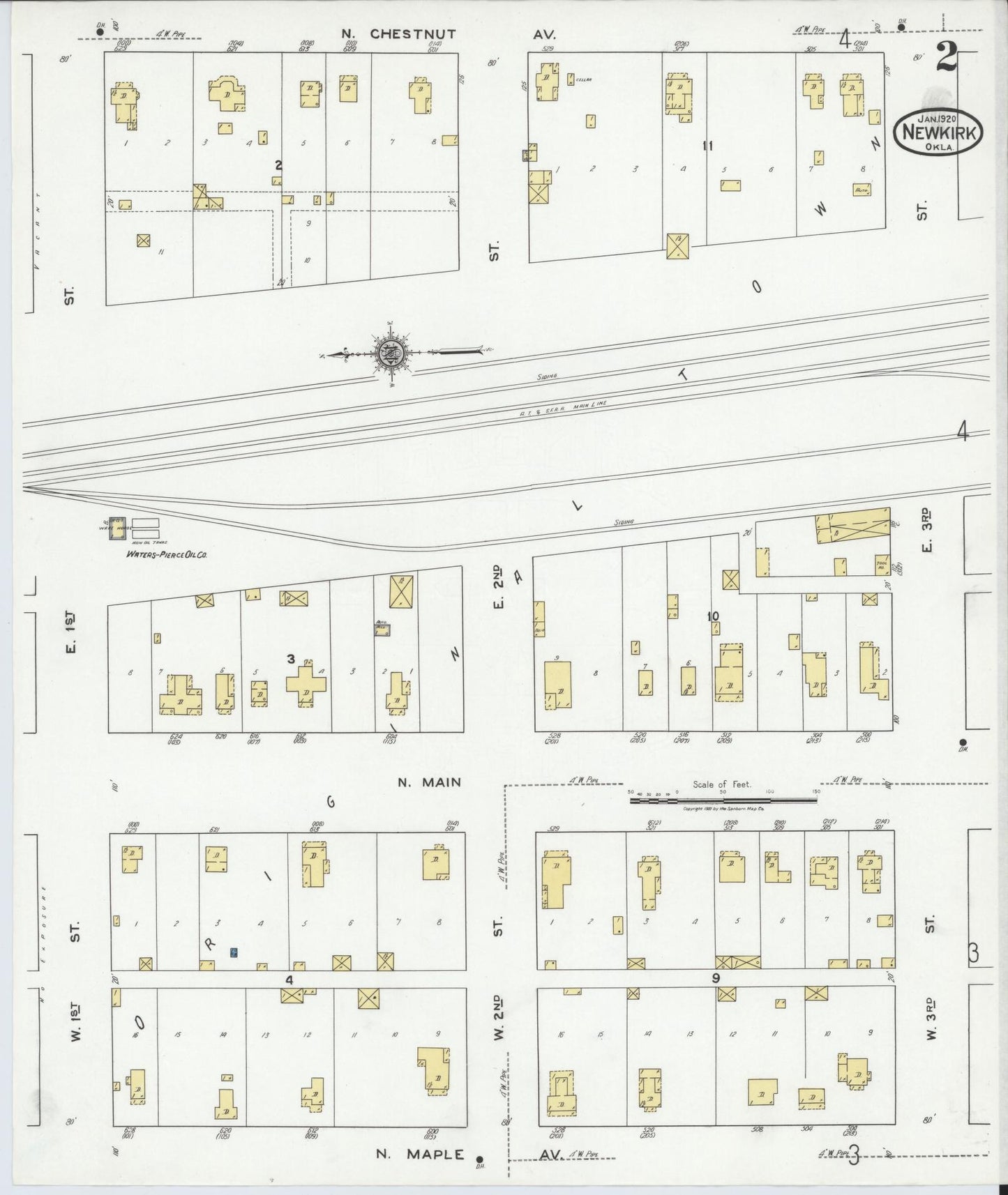 Sanborn Fire Insurance Map from Newkirk, Kay County, Oklahoma (1920), Sheet #0002 - Complete Map Set gallery image, historic Sanborn map, vintage wall art, Oklahoma Oklahoma
