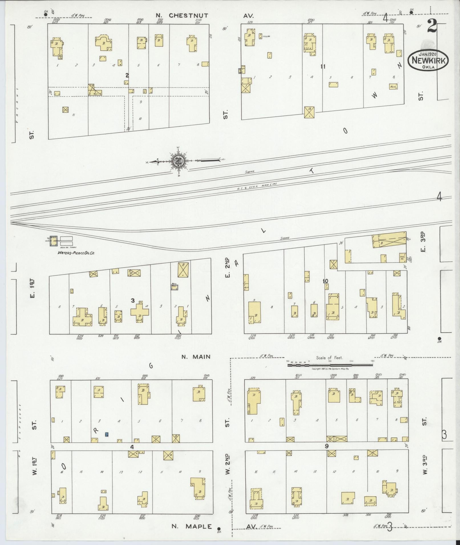 Sanborn Fire Insurance Map from Newkirk, Kay County, Oklahoma (1920), Sheet #0002 - Complete Map Set gallery image, historic Sanborn map, vintage wall art, Oklahoma Oklahoma