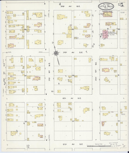 Sanborn Fire Insurance Map from Little Falls, Morrison County, Minnesota (1909), Sheet #0005 - Historic Sanborn Fire Insurance Map Print, vintage old map wall art, antique decor, genealogy gift, Minnesota Minnesota map