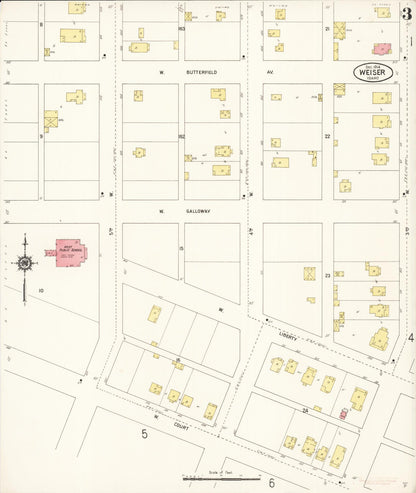 Sanborn Fire Insurance Map from Weiser, Washington County, Idaho (1914), Sheet #0003 - Complete Map Set gallery image, historic Sanborn map, vintage wall art, Idaho Idaho