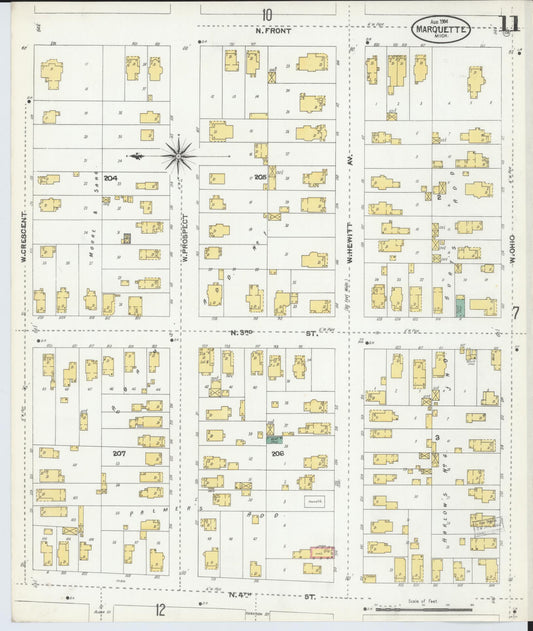 Sanborn Fire Insurance Map from Marquette, Marquette County, Michigan (1904), Sheet #0011 - Historic Sanborn Fire Insurance Map Print, vintage old map wall art, antique decor, genealogy gift, Michigan Michigan map