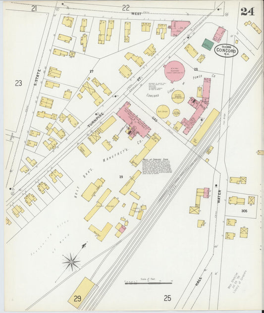 Sanborn Fire Insurance Map from Concord, Merrimack County, New Hampshire (1899), Sheet #0024 - Historic Sanborn Fire Insurance Map Print, vintage old map wall art, antique decor, genealogy gift, New Hampshire New Hampshire map