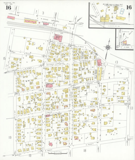 Sanborn Fire Insurance Map from Palestine, Anderson County, Texas (1935), Sheet #0016 - Historic Sanborn Fire Insurance Map Print, vintage old map wall art, antique decor, genealogy gift, Texas Texas map