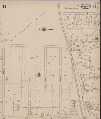 Sanborn Fire Insurance Map from Commerce, Hunt County, Texas (1922), Sheet #0011 - Complete Map Set gallery image, historic Sanborn map, vintage wall art, Texas Texas