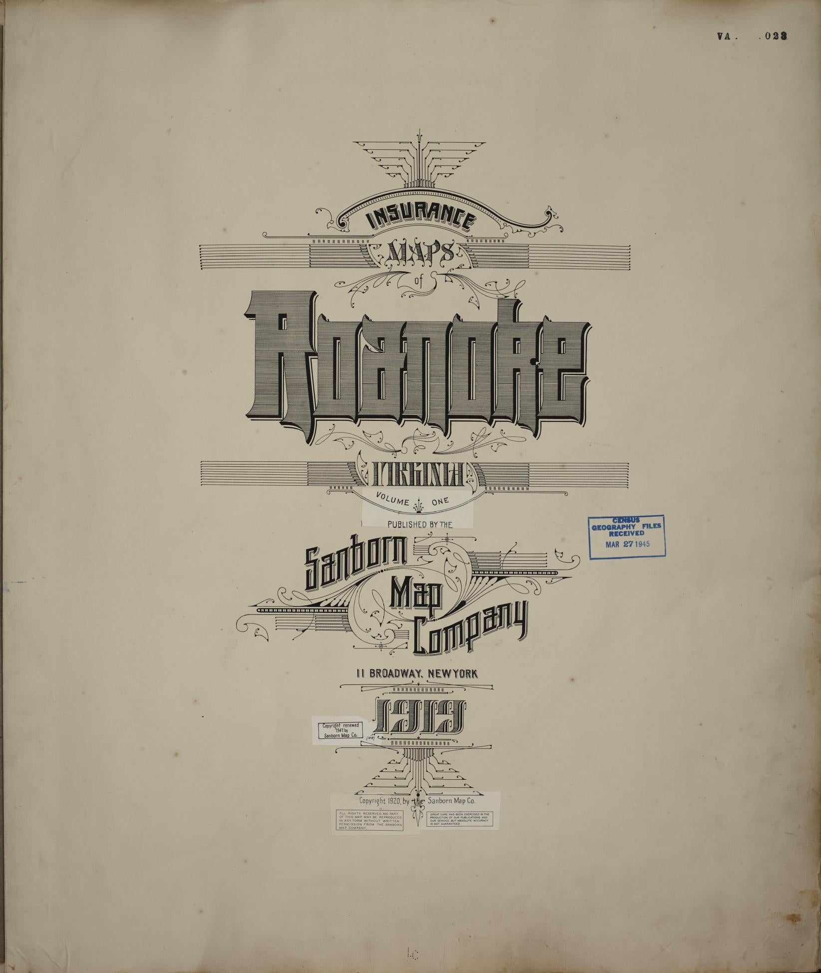 Sanborn Fire Insurance Map from Roanoke, Independent Cities, Virginia. (1951) – Historic Sanborn Fire Insurance Map Print