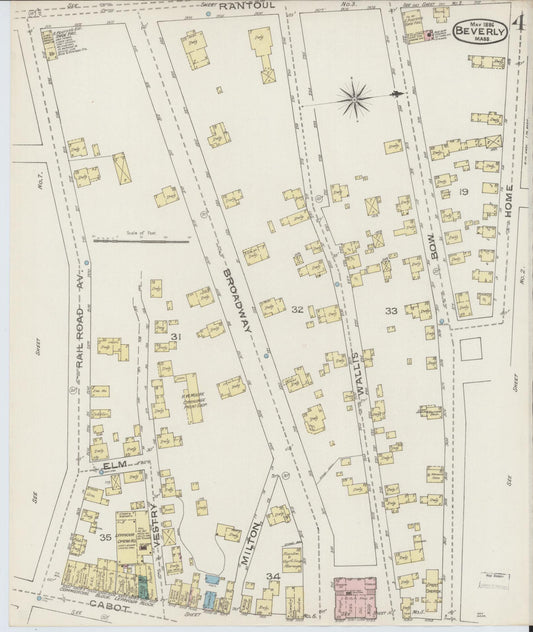 Sanborn Fire Insurance Map from Beverly, Essex County, Massachusetts (1886), Sheet #0004 - Historic Sanborn Fire Insurance Map Print, vintage old map wall art, antique decor, genealogy gift, Massachusetts Massachusetts map