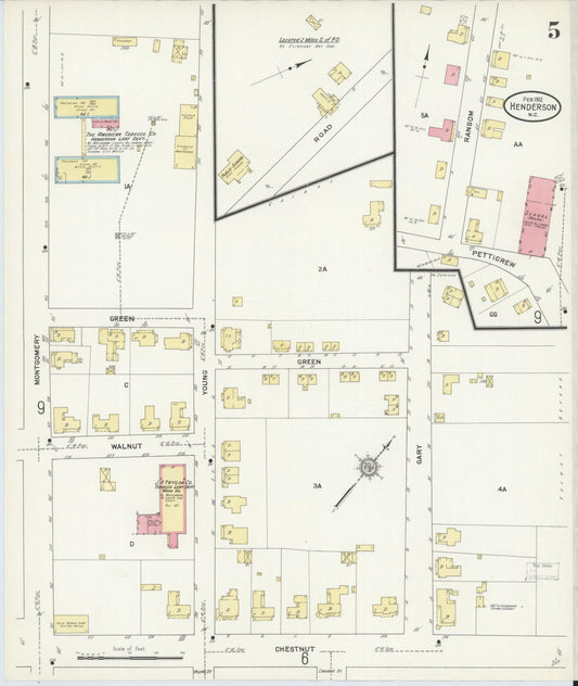 Sanborn Fire Insurance Map from Henderson, Vance County, North Carolina (1912), Sheet #0005 - Historic Sanborn Fire Insurance Map Print, vintage old map wall art, antique decor, genealogy gift, North Carolina North Carolina map