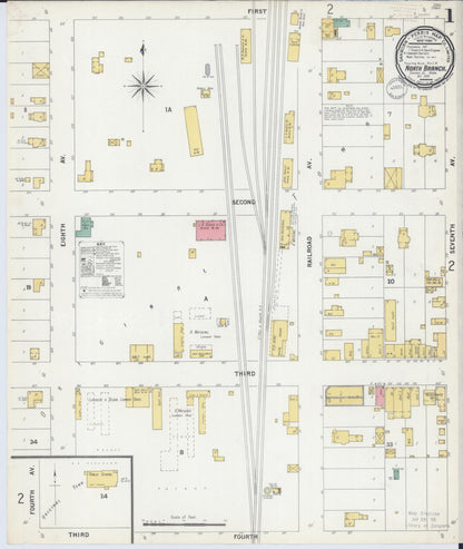 Sanborn Fire Insurance Map from North Branch, Chisago County, Minnesota (1899), Sheet #0001 - Historic Sanborn Fire Insurance Map Print, vintage old map wall art, antique decor, genealogy gift, Minnesota Minnesota map