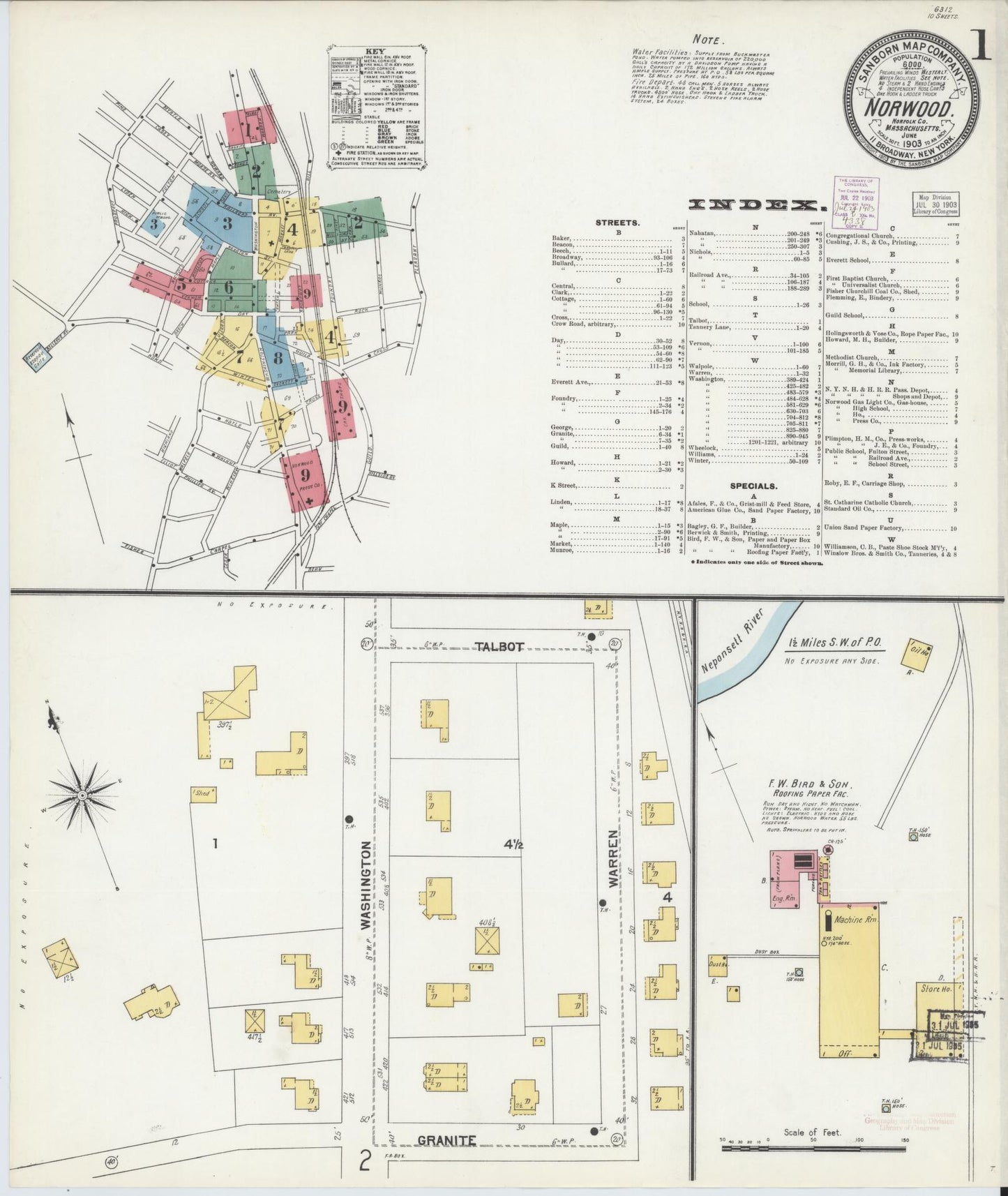 Sanborn Fire Insurance Map from Norwood, Norfolk County, Massachusetts. (1903) – Historic Sanborn Fire Insurance Map Print