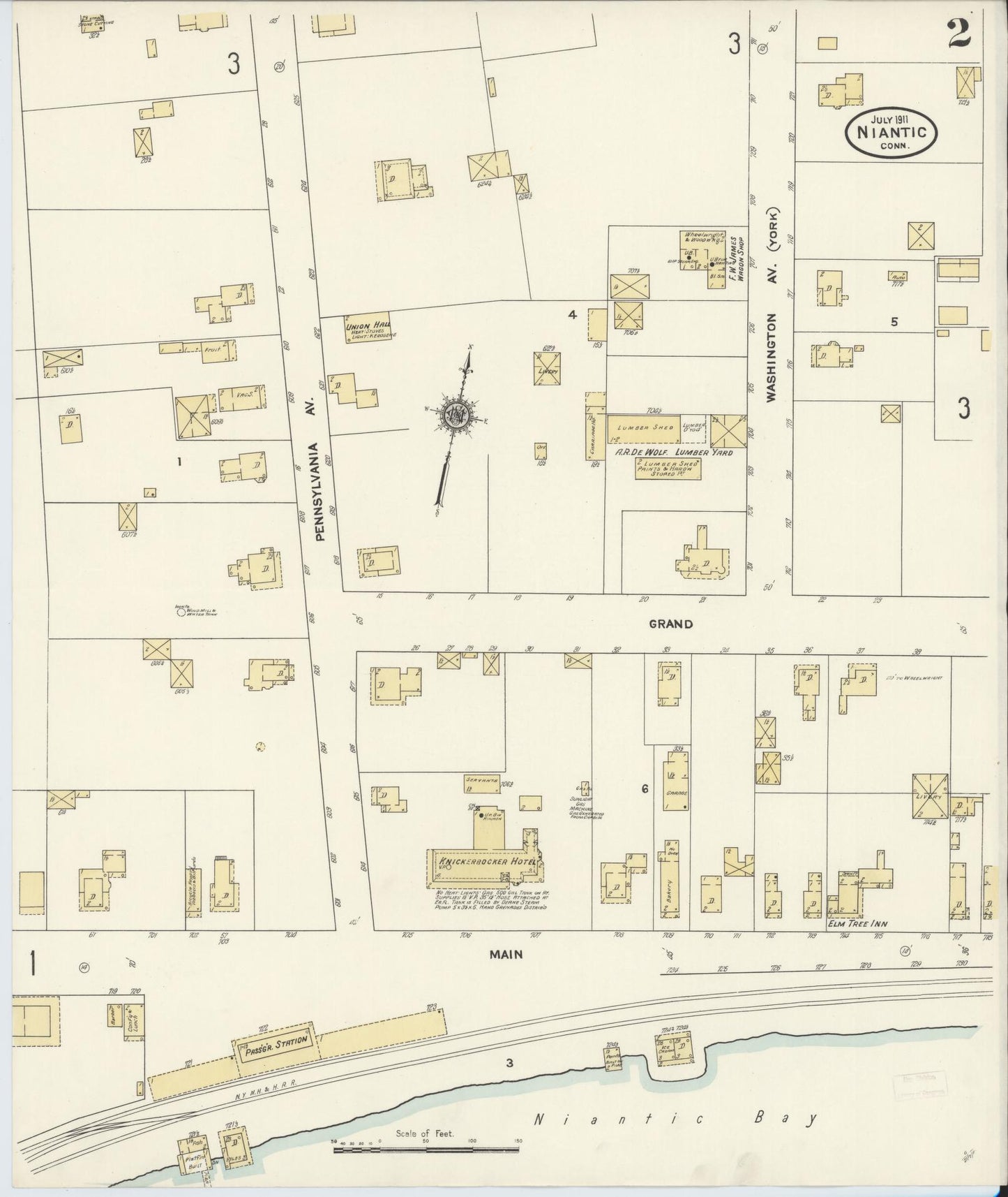 Sanborn Fire Insurance Map from Niantic, New London County, Connecticut (1911), Sheet #0002 - Complete Map Set gallery image, historic Sanborn map, vintage wall art, Connecticut Connecticut