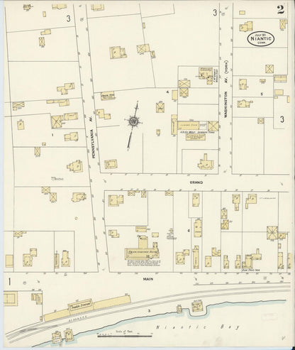 Sanborn Fire Insurance Map from Niantic, New London County, Connecticut (1911), Sheet #0002 - Complete Map Set gallery image, historic Sanborn map, vintage wall art, Connecticut Connecticut