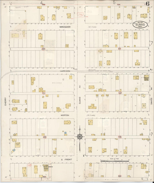 Sanborn Fire Insurance Map from Sumas, Whatcom County, Washington (1932), Sheet #0006 - Historic Sanborn Fire Insurance Map Print, vintage old map wall art, antique decor, genealogy gift, Washington Washington map