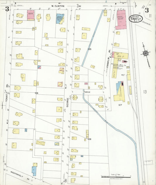 Sanborn Fire Insurance Map from Tenafly, Bergen County, New Jersey (1923), Sheet #0003 - Historic Sanborn Fire Insurance Map Print, vintage old map wall art, antique decor, genealogy gift, New Jersey New Jersey map