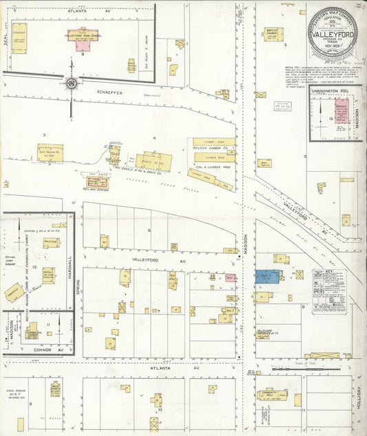 Sanborn Fire Insurance Map from Valleyford, Spokane County, Washington (1928), Sheet #0001 - Historic Sanborn Fire Insurance Map Print, vintage old map wall art, antique decor, genealogy gift, Washington Washington map