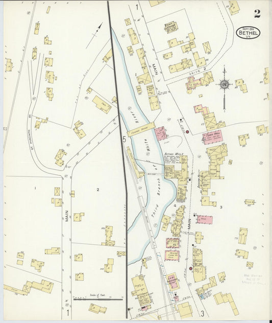 Sanborn Fire Insurance Map from Bethel, Windsor County, Vermont (1914), Sheet #0002 - Historic Sanborn Fire Insurance Map Print, vintage old map wall art, antique decor, genealogy gift, Vermont Vermont map