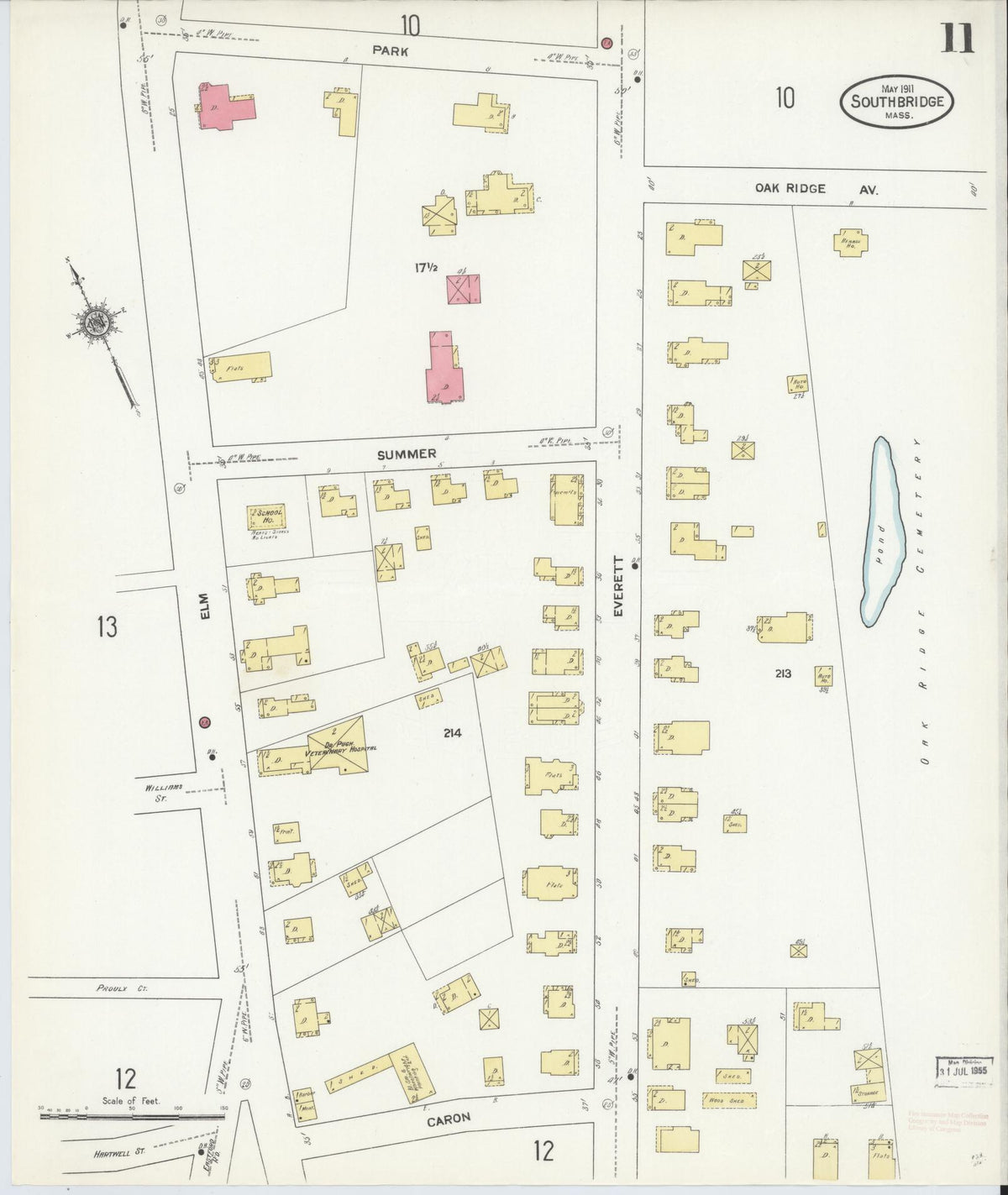 Sanborn Fire Insurance Map from Southbridge, Worcester County, Massachusetts (1911), Sheet #0011 - Complete Map Set gallery image, historic Sanborn map, vintage wall art, Massachusetts Massachusetts