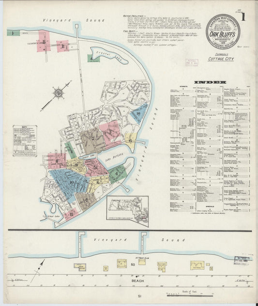 Sanborn Fire Insurance Map from Oak Bluffs, Dukes County, Massachusetts. (1914) – Historic Sanborn Fire Insurance Map Print
