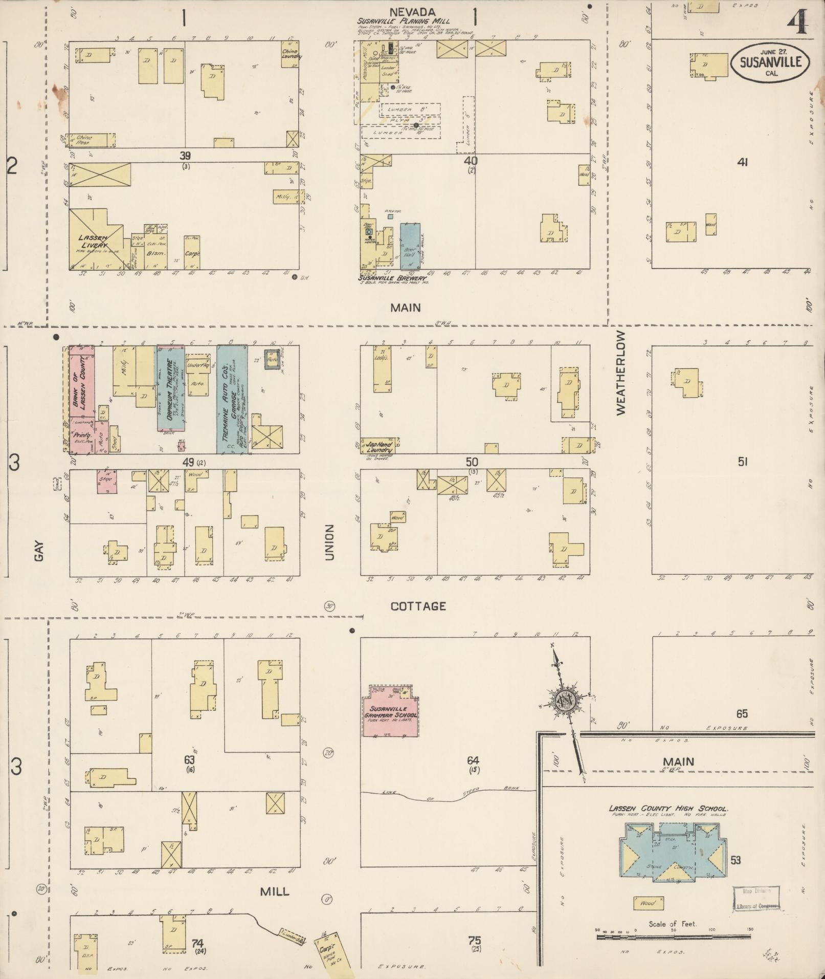Sanborn Fire Insurance Map from Susanville, Lassen County, California (1912), Sheet #0004 - Complete Map Set gallery image, historic Sanborn map, vintage wall art, California California