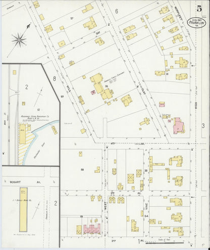 Sanborn Fire Insurance Map from Franklin, Independent Cities, Virginia (1907), Sheet #0005 - Complete Map Set gallery image, historic Sanborn map, vintage wall art, Virginia Virginia