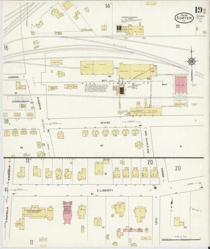 Sanborn Fire Insurance Map from Sumter, Sumter County, South Carolina (1912), Sheet #0019 - Complete Map Set gallery image, historic Sanborn map, vintage wall art, South Carolina South Carolina