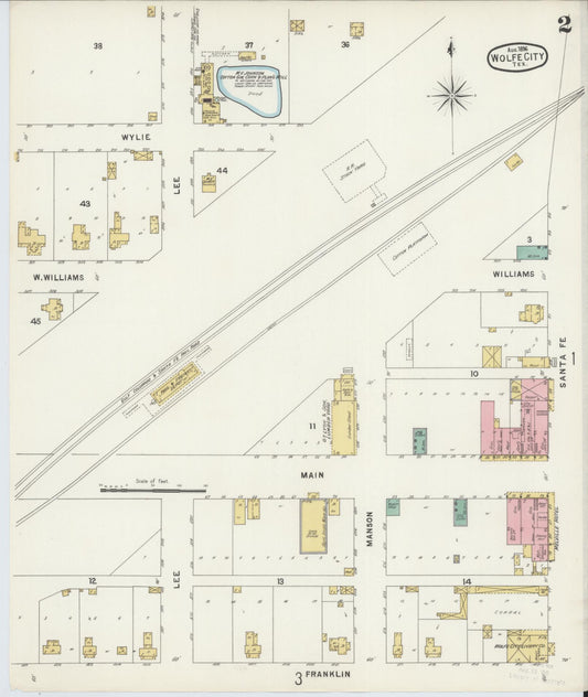 Sanborn Fire Insurance Map from Wolfe City, Hunt County, Texas (1896), Sheet #0002 - Historic Sanborn Fire Insurance Map Print, vintage old map wall art, antique decor, genealogy gift, Texas Texas map