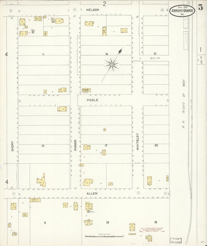 Sanborn Fire Insurance Map from Arroyo Grande, San Luis Obispo County, California (1903), Sheet #0005 - Historic Sanborn Fire Insurance Map Print, vintage old map wall art, antique decor, genealogy gift, California California map