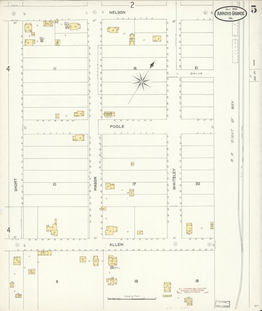 Sanborn Fire Insurance Map from Arroyo Grande, San Luis Obispo County, California (1903), Sheet #0005 - Historic Sanborn Fire Insurance Map Print, vintage old map wall art, antique decor, genealogy gift, California California map