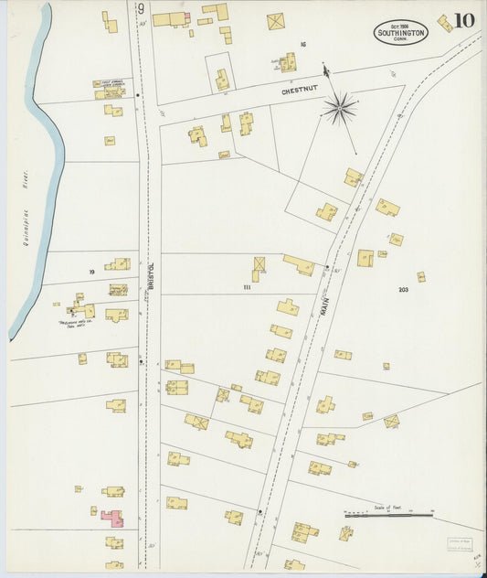 Sanborn Fire Insurance Map from Southington, Hartford County, Connecticut (1906), Sheet #0010 - Historic Sanborn Fire Insurance Map Print, vintage old map wall art, antique decor, genealogy gift, Connecticut Connecticut map