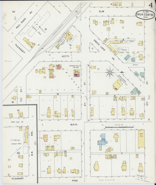 Sanborn Fire Insurance Map from Sauk Centre, Stearns County, Minnesota (1895), Sheet #0004 - Historic Sanborn Fire Insurance Map Print, vintage old map wall art, antique decor, genealogy gift, Minnesota Minnesota map