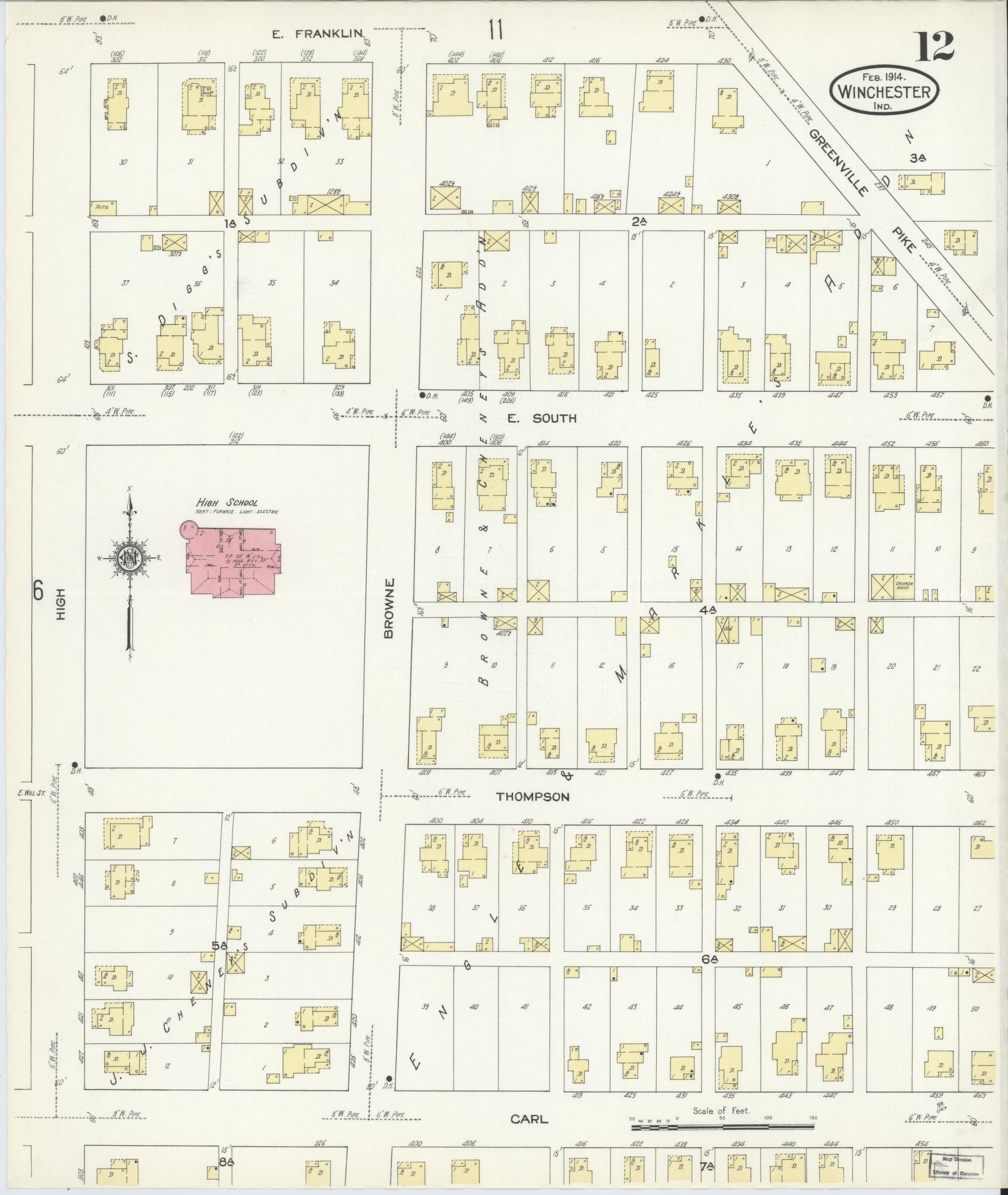 Sanborn Fire Insurance Map from Winchester, Randolph County, Indiana (1914), Sheet #0012 - Complete Map Set gallery image, historic Sanborn map, vintage wall art, Indiana Indiana