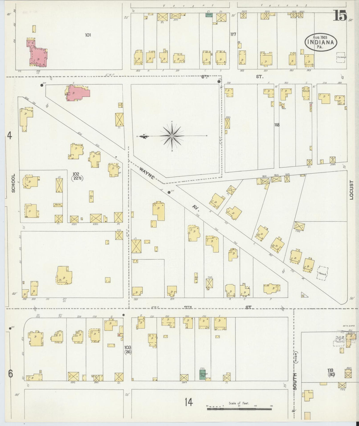 Sanborn Fire Insurance Map from Indiana, Indiana County, Pennsylvania (1903), Sheet #0015 - Complete Map Set gallery image, historic Sanborn map, vintage wall art, Pennsylvania Pennsylvania