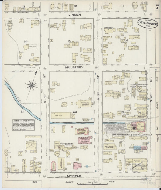 Sanborn Fire Insurance Map from Stillwater, Washington County, Minnesota (1884), Sheet #0007 - Historic Sanborn Fire Insurance Map Print, vintage old map wall art, antique decor, genealogy gift, Minnesota Minnesota map