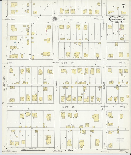 Sanborn Fire Insurance Map from Cherryvale, Montgomery County, Kansas (1911), Sheet #0007 - Historic Sanborn Fire Insurance Map Print, vintage old map wall art, antique decor, genealogy gift, Kansas Kansas map
