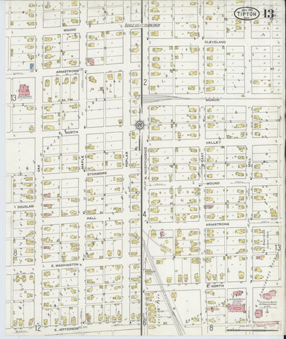 Sanborn Fire Insurance Map from Tipton, Tipton County, Indiana (1915), Sheet #0013 - Historic Sanborn Fire Insurance Map Print, vintage old map wall art, antique decor, genealogy gift, Indiana Indiana map