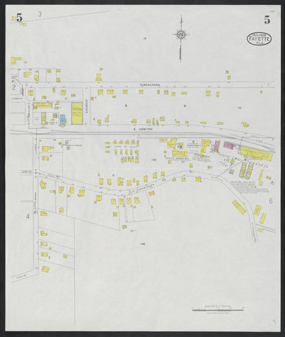 Sanborn Fire Insurance Map from Fayette, Fayette County, Alabama (1928), Sheet #0005 - Complete Map Set gallery image, historic Sanborn map, vintage wall art, Alabama Alabama