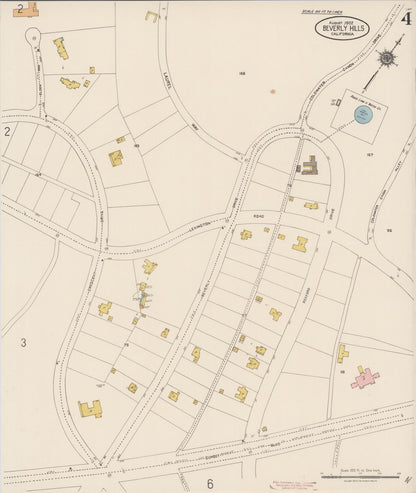 Sanborn Fire Insurance Map from Beverly Hills, Los Angeles County, California (1922), Sheet #0004 - Historic Sanborn Fire Insurance Map Print, vintage old map wall art, antique decor, genealogy gift, California California map