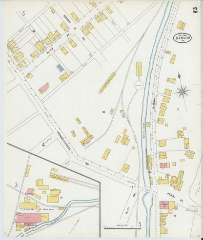 Sanborn Fire Insurance Map from Bangor, Northampton County, Pennsylvania (1904), Sheet #0002 - Complete Map Set gallery image, historic Sanborn map, vintage wall art, Pennsylvania Pennsylvania