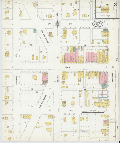 Sanborn Fire Insurance Map from Geary, Blaine County, Oklahoma (1904), Sheet #0003 - Complete Map Set gallery image, historic Sanborn map, vintage wall art, Oklahoma Oklahoma
