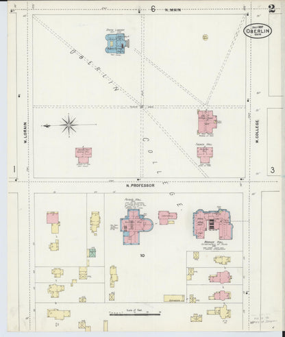 Sanborn Fire Insurance Map from Oberlin, Lorain County, Ohio (1897), Sheet #0002 - Complete Map Set gallery image, historic Sanborn map, vintage wall art, Ohio Ohio