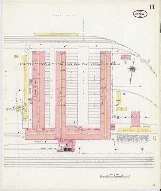 Sanborn Fire Insurance Map from Depew, Erie County, New York (1911), Sheet #0010 - Historic Sanborn Fire Insurance Map Print, vintage old map wall art, antique decor, genealogy gift, New York New York map