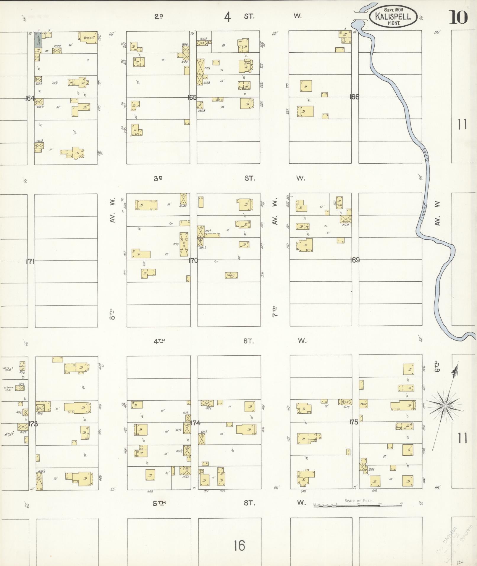 Sanborn Fire Insurance Map from Kalispell, Flathead County, Montana (1903), Sheet #0010 - Historic Sanborn Fire Insurance Map Print, vintage old map wall art, antique decor, genealogy gift, Montana Montana map