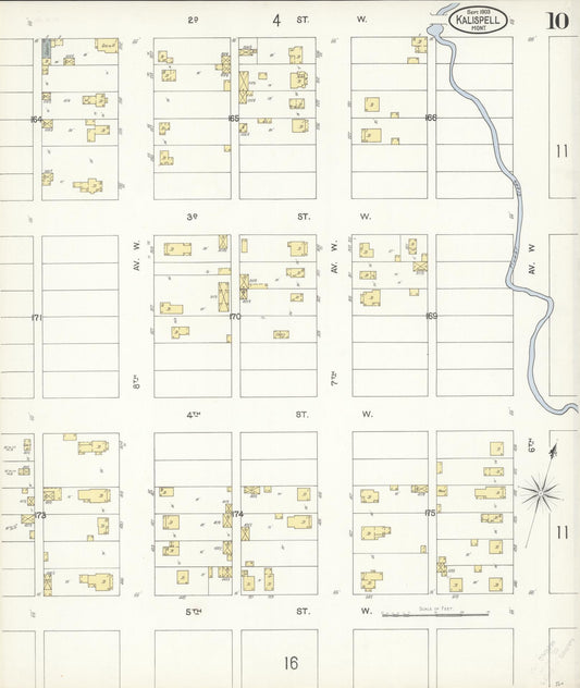 Sanborn Fire Insurance Map from Kalispell, Flathead County, Montana (1903), Sheet #0010 - Historic Sanborn Fire Insurance Map Print, vintage old map wall art, antique decor, genealogy gift, Montana Montana map