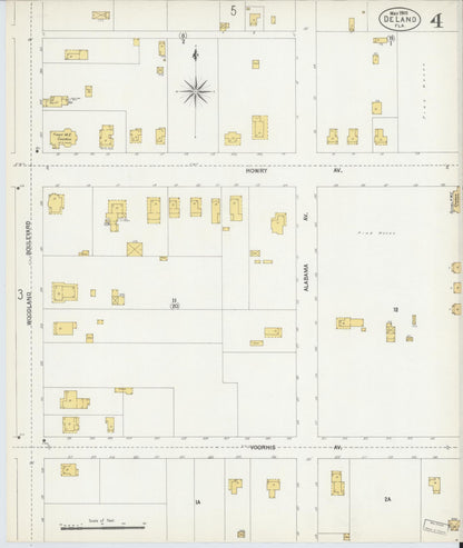 Sanborn Fire Insurance Map from De Land, Volusia County, Florida (1903), Sheet #0004 - Complete Map Set gallery image, historic Sanborn map, vintage wall art, Florida Florida