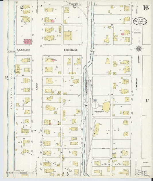 Sanborn Fire Insurance Map from Delphos, Van Wert And Allen Counties, Ohio (1911), Sheet #0016 - Historic Sanborn Fire Insurance Map Print, vintage old map wall art, antique decor, genealogy gift, Ohio Ohio map