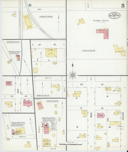 Sanborn Fire Insurance Map from Newton, Catawba County, North Carolina (1902), Sheet #0003 - Historic Sanborn Fire Insurance Map Print, vintage old map wall art, antique decor, genealogy gift, North Carolina North Carolina map